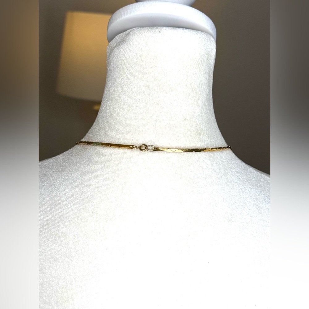 Vintage Long Gold Tone Flat Chain Necklace – Diamond Cut Layering 24” Chain - Picture 8 of 8